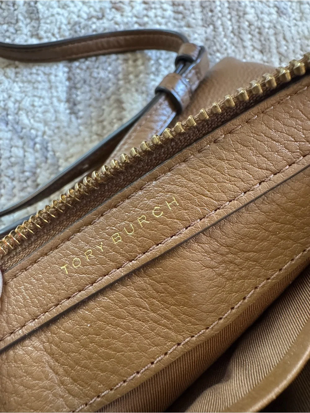Tory Burch Blake Slim Crossbody Brown Pebbled Leather